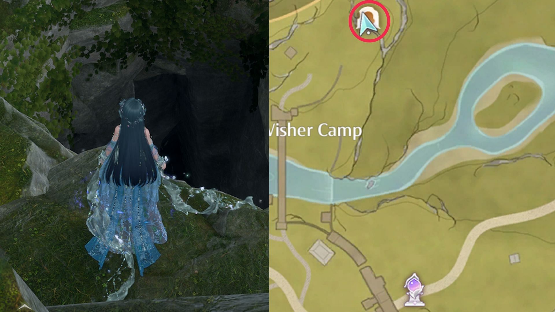Location of the Campsite Cavern (Image via Sportskeeda Gaming/Infold Games)